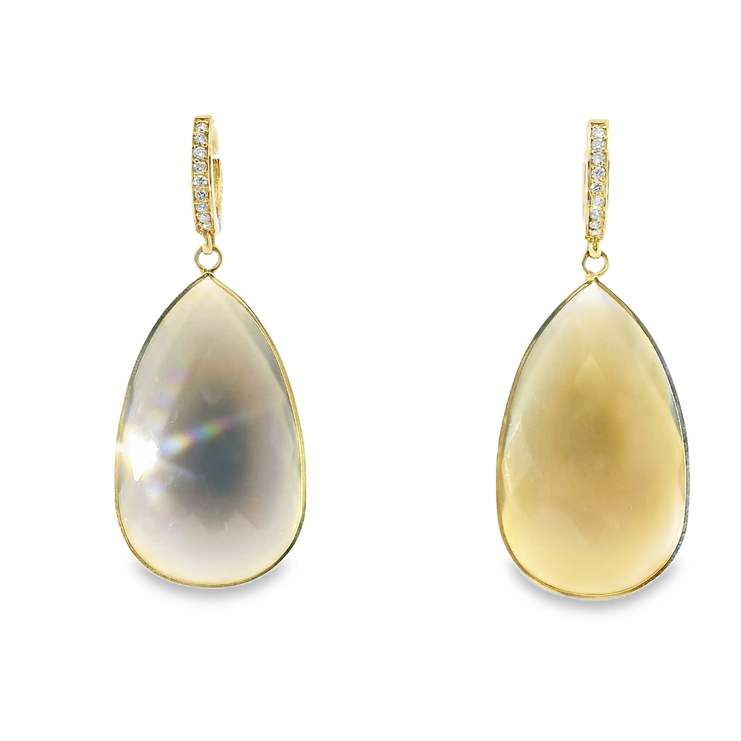 0.15CT Diamond with Blue Agate 14k Yellow Gold Earring