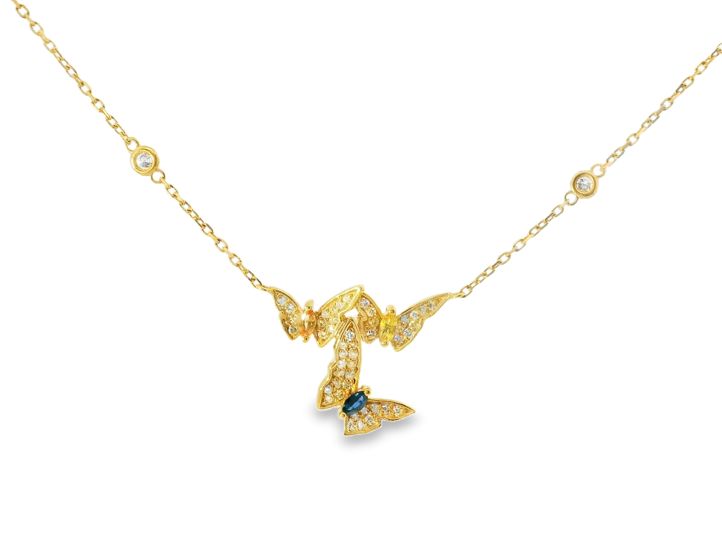 0.51CT Diamond 0.35CT Mixed Sapphire 14k Rose Gold