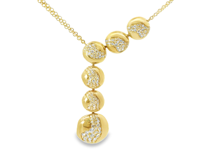 1.62CT Diamond  14k Yellow Gold Water Fall Pendant
