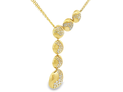 1.62CT Diamond  14k Yellow Gold Water Fall Pendant