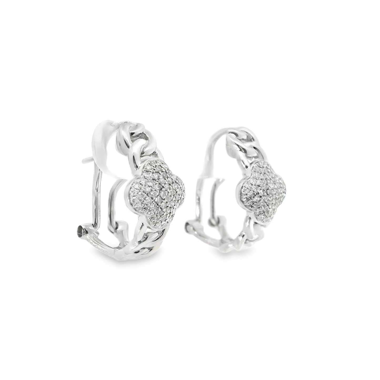 0.22CT Diamond Hoop 14k White Gold Earring