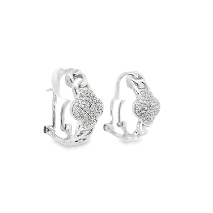 0.22CT Diamond Hoop 14k White Gold Earring