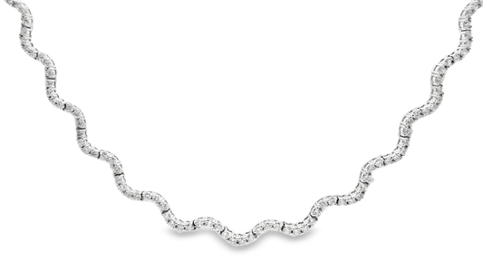 5.00CT Diamond Wavy  Tennis Necklace 14k White Gold