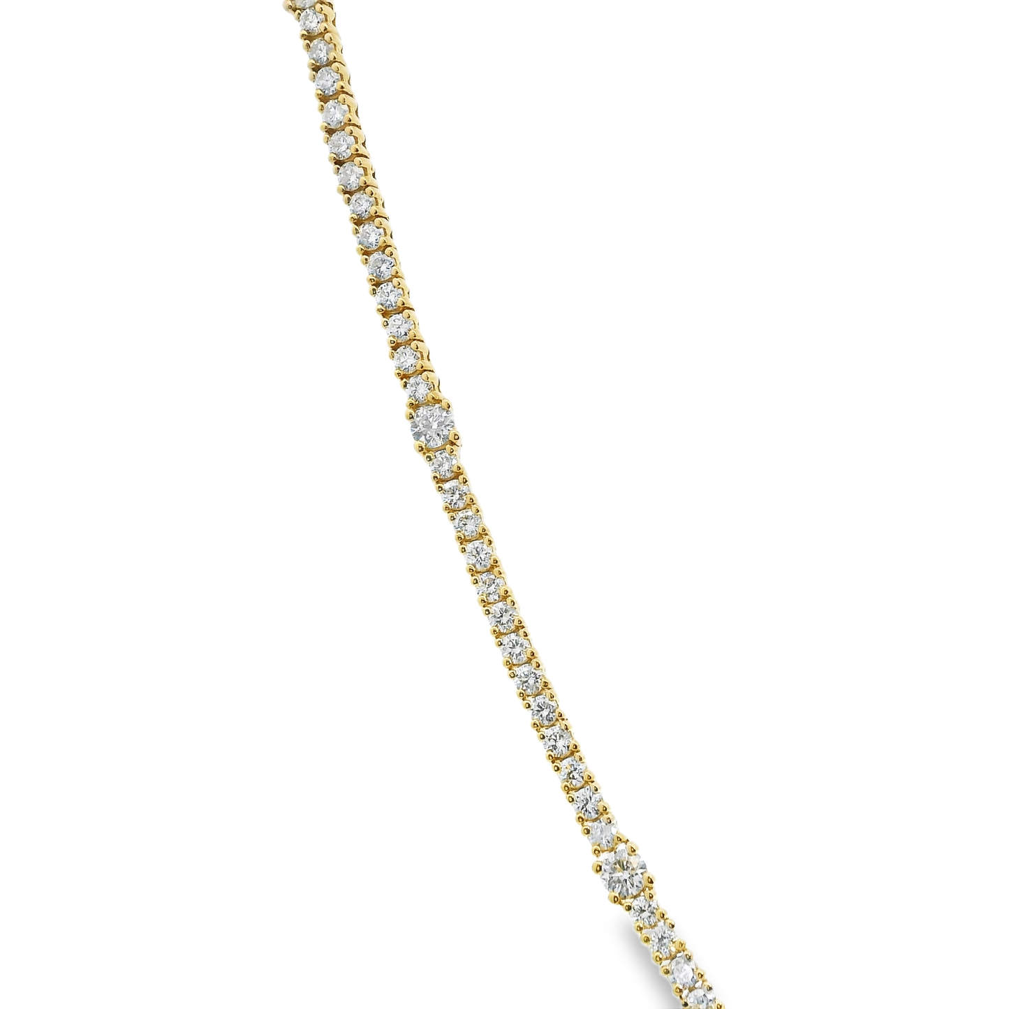 5.18CT Diamond 4 Prong Graduated Tennis 14k Yellow Gold Necklace