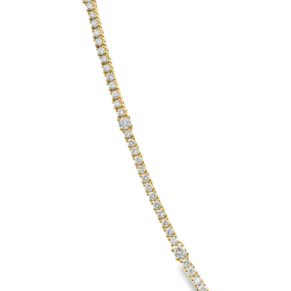 5.18CT Diamond 4 Prong Graduated Tennis 14k Yellow Gold Necklace