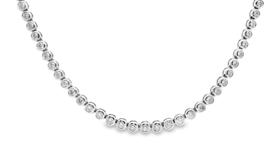 7.88CT Diamond Bezel Tennis 14k White Gold Necklace