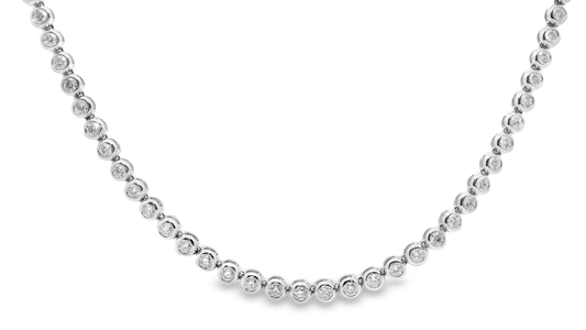6.68CT Diamond Bezel Tennis 14k White Gold Necklace