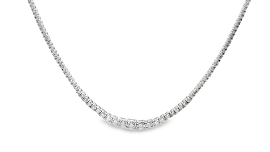 3.75CT Graduated Diamond Tennis Necklace 14K White Gold