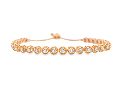 1.12CT Diamond Zip Tennis Bracelet 14K Rose Gold