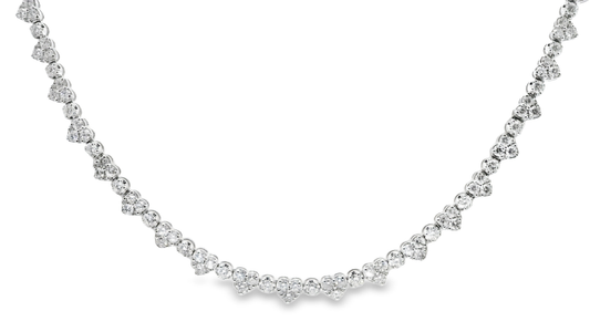9.68CT Heart Shaped Tennis Necklace 18K White Gold