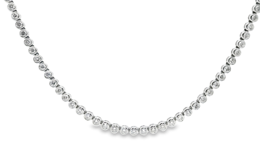 7.07ct Diamond Bezel Necklace in 14k White Gold