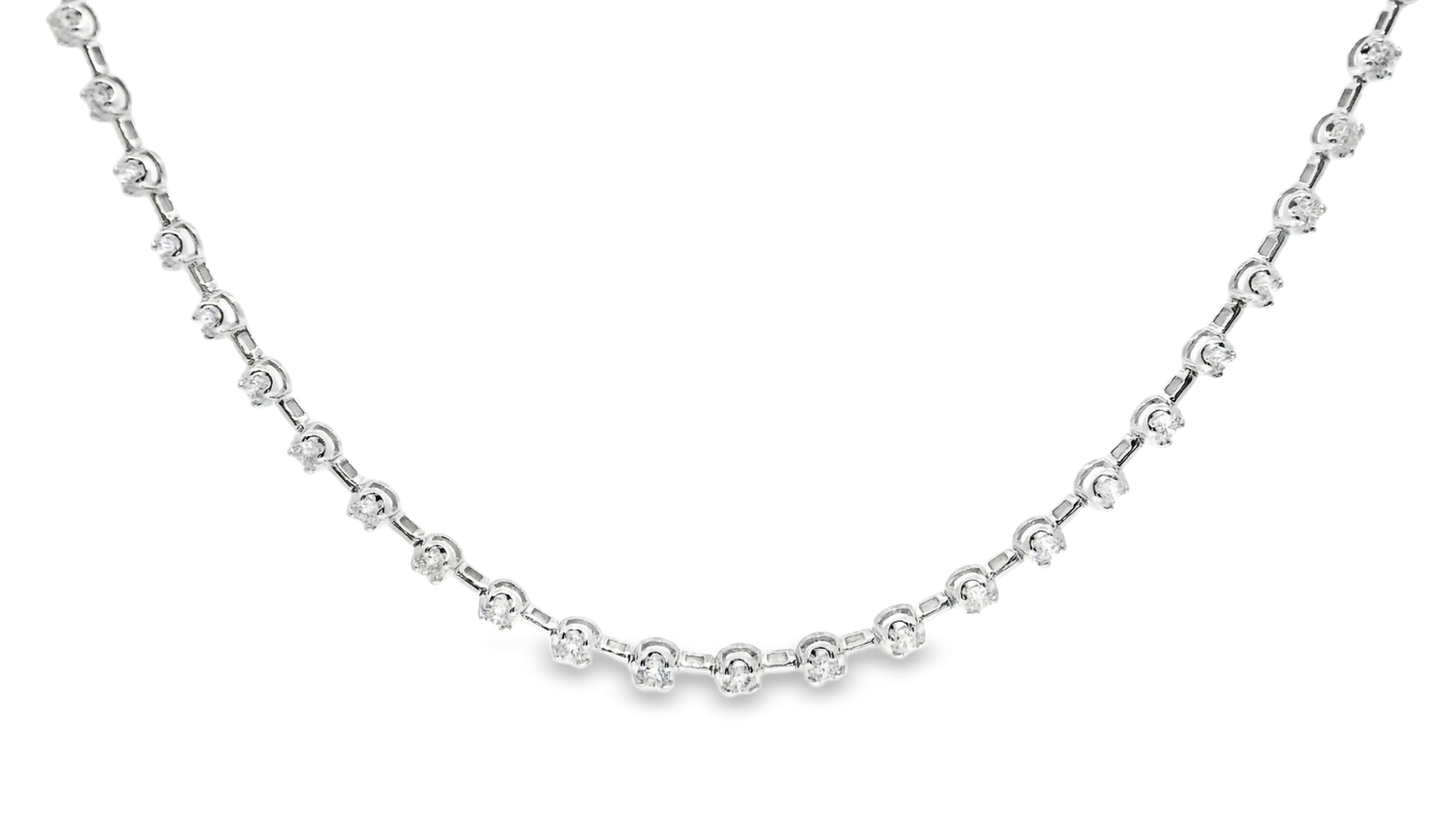 3.39CT Diamond Necklace 14k White Gold
