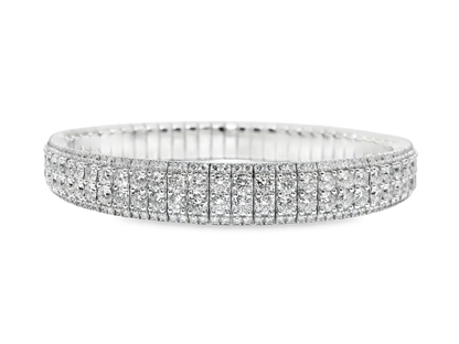 15.68CT Diamond Stretch Bracelet 14K White Gold