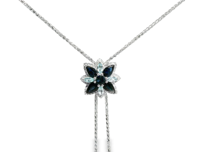 0.76CT Diamond and 1.53CT Multi Sapphire Pendant 14K White Gold