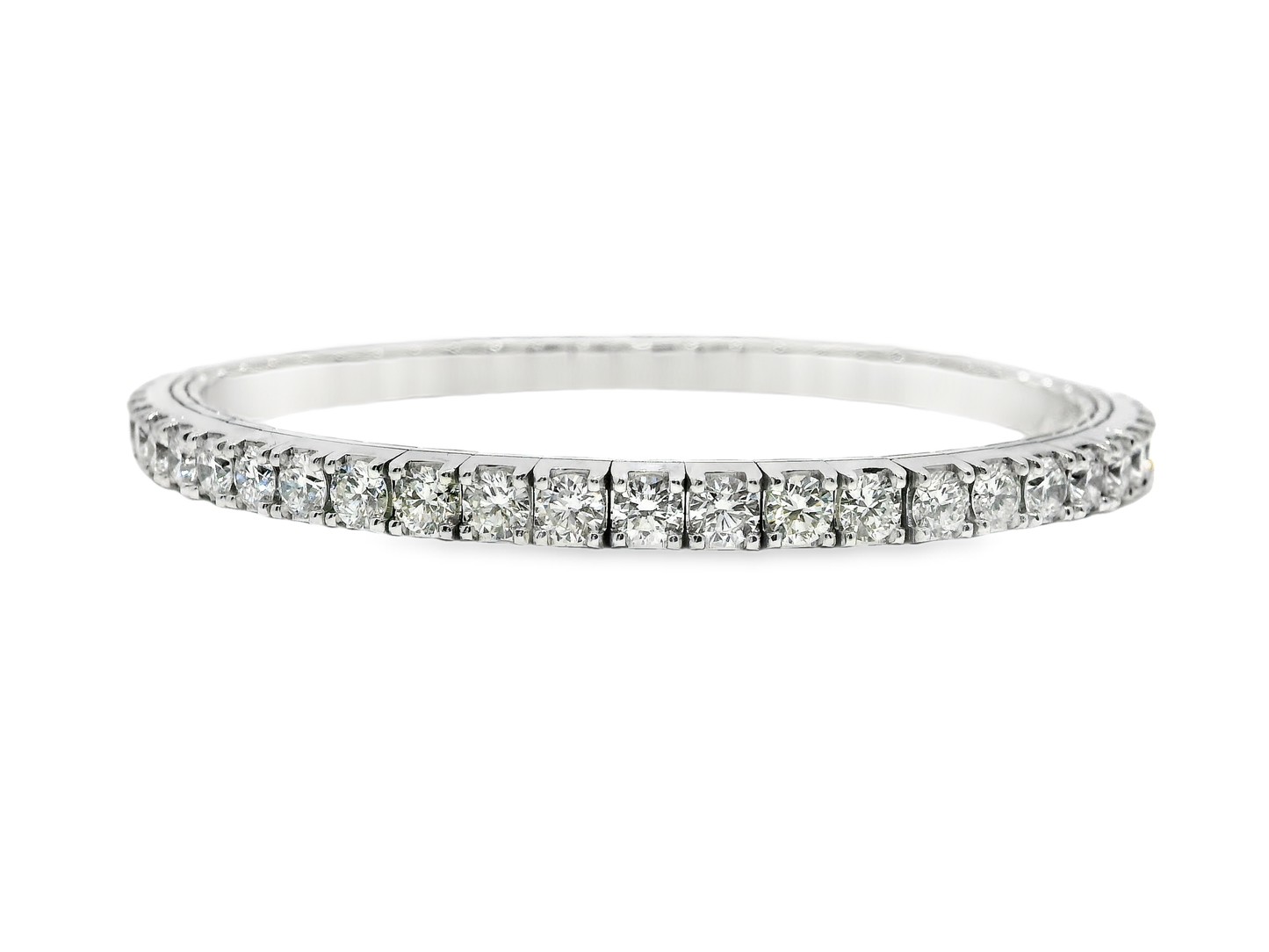 8.27CT Lab Diamond Stretch Bangle 14k White Gold