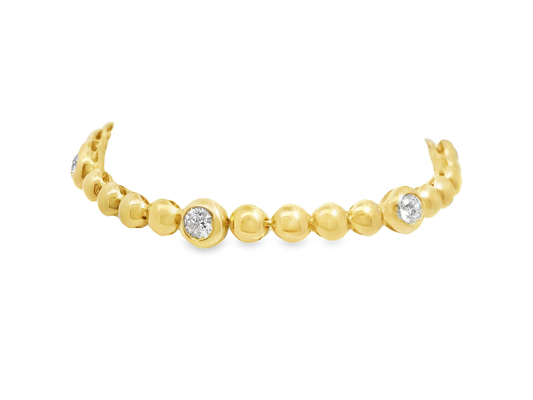 1.20CT Diamond Bezel & Plain Bracelet 14k Yellow Gold