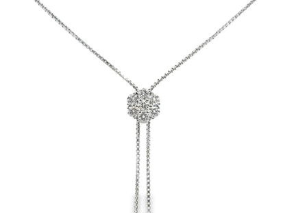 1.23CT  Diamond Flower Lariat Pendant 14k White Gold