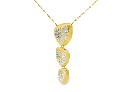 1.17CT Diamond Triangle Pendant 14k Yellow Gold