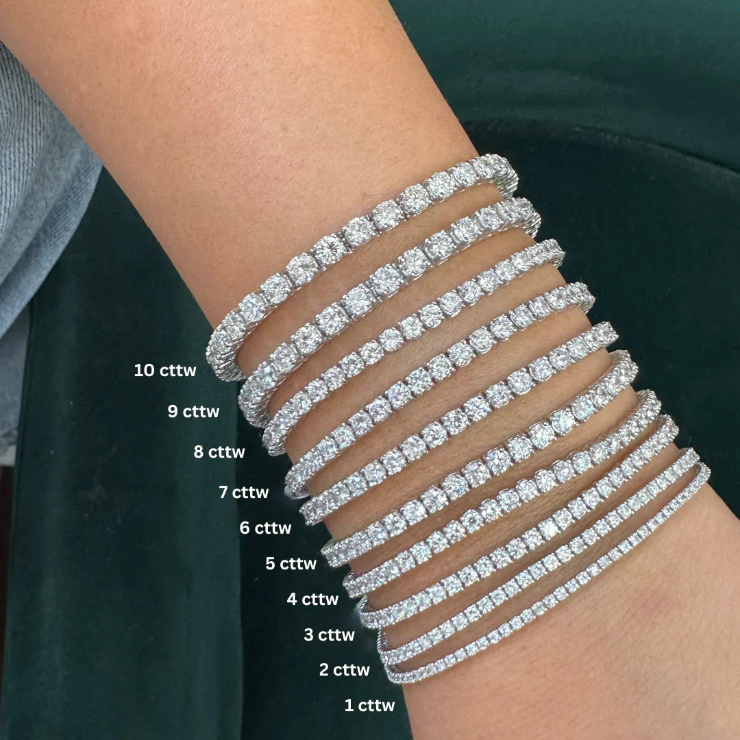 8.61CT Natural Diamond Tennis Bracelet 4 Prong 14k White Gold