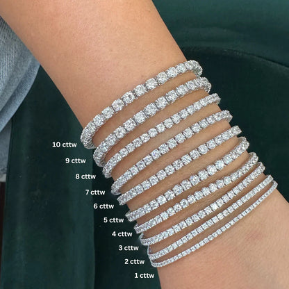 8.61CT Natural Diamond Tennis Bracelet 4 Prong 14k White Gold