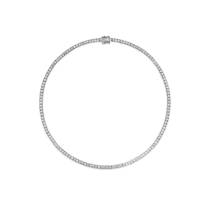 14.71CT 4 Prong Diamond Tennis Necklace 14k White Gold