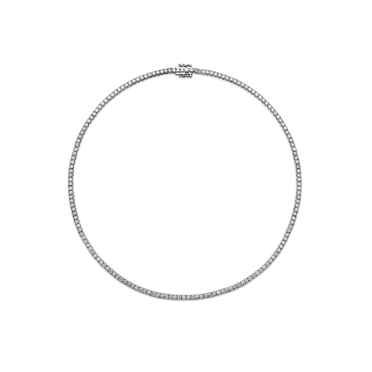 9.81CT Diamond Lab 4 Prong Tennis Necklace 14k White Gold