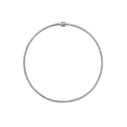 7.08CT Diamond Lab 4 Prong Tennis Necklace 14k White Gold