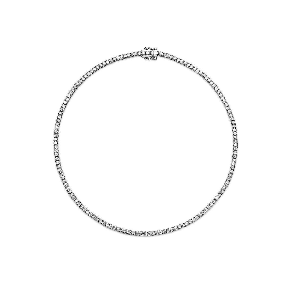 7.07CT 4 Prong Diamond Tennis Necklace 14k White Gold