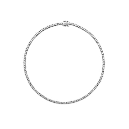 7.07CT 4 Prong Diamond Tennis Necklace 14k White Gold
