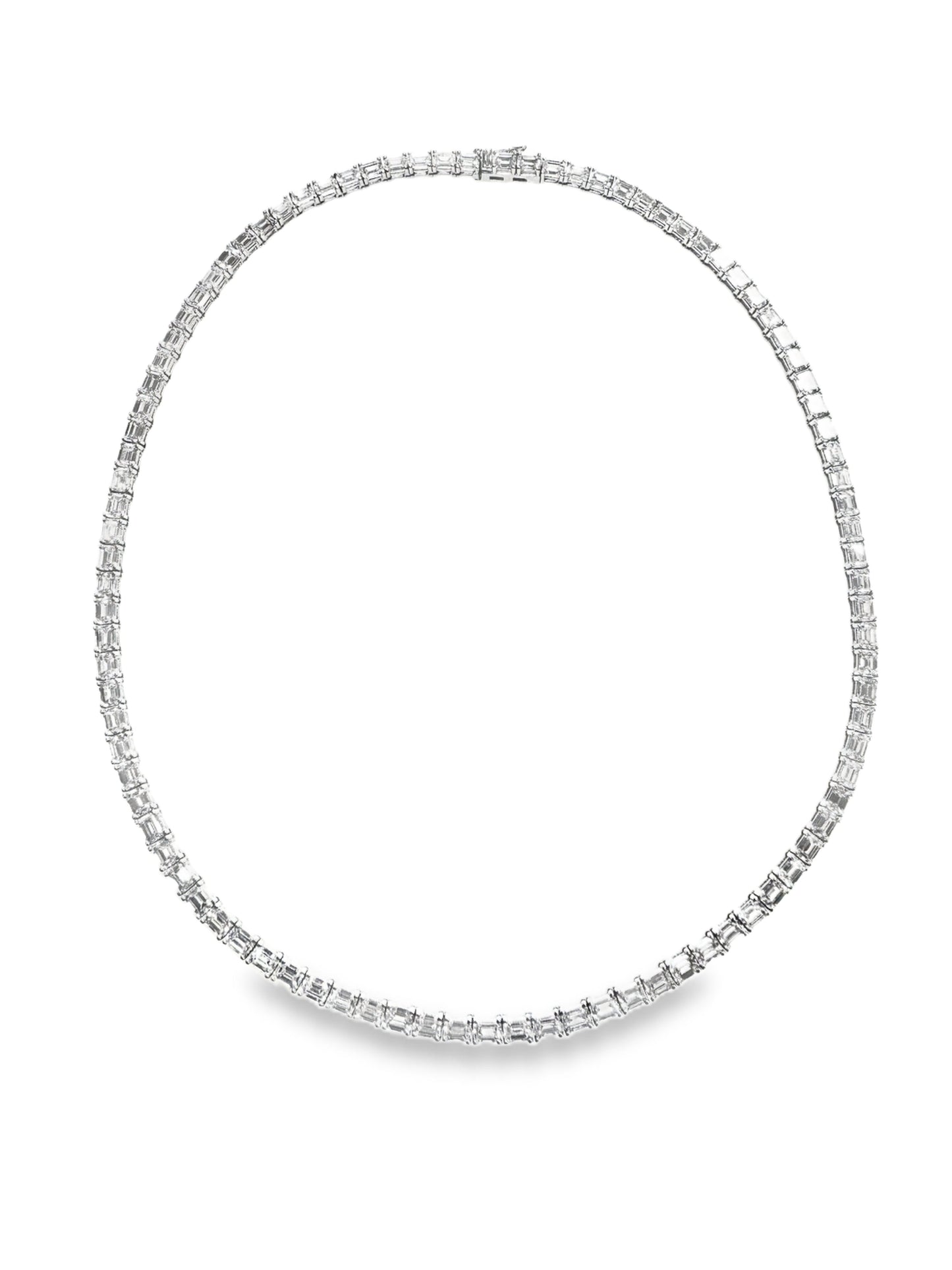 20.72CT Emerald Cut Lab Diamond Necklace 14k White Gold