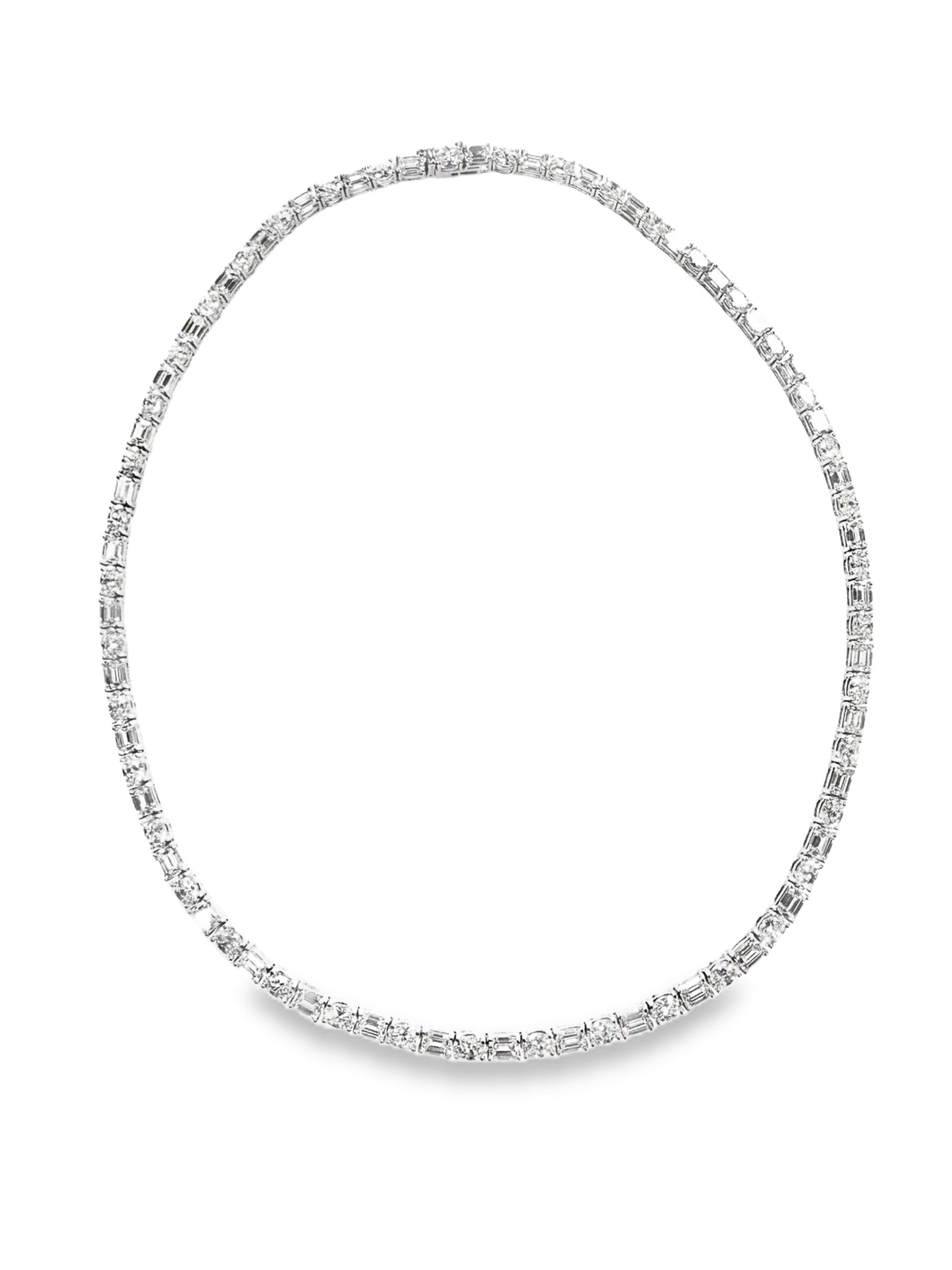 11.54CT Emerald Cut 7.78Ct Oval Lab Diamond Necklace 14k White Gold