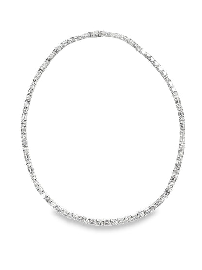 11.54CT Emerald Cut 7.78Ct Oval Lab Diamond Necklace 14k White Gold