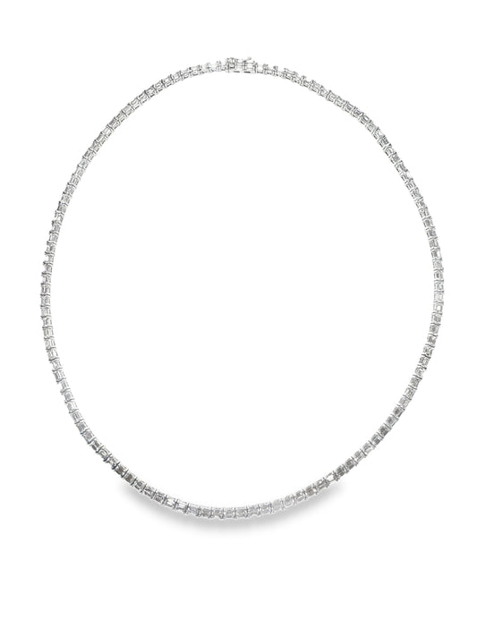 10.22CT Emerald Cut Diamond Necklace 14k White Gold