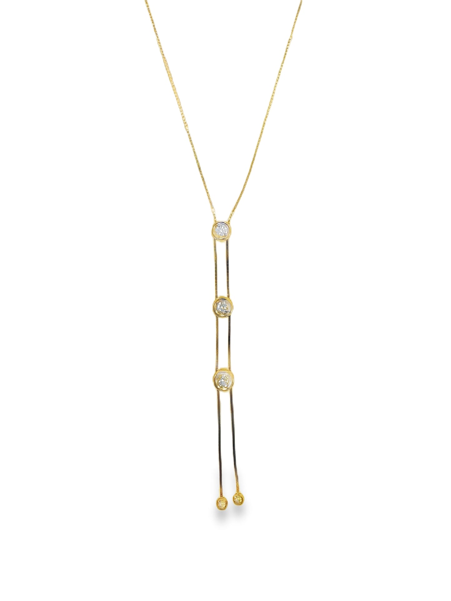 0.42CT Diamond Bezel Zip Pendant 14k Yellow Gold