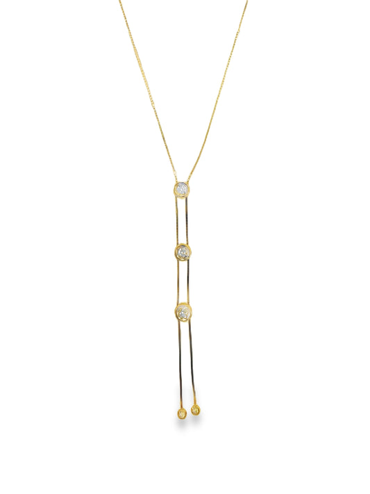 0.42CT Diamond Bezel Zip Pendant 14k Yellow Gold