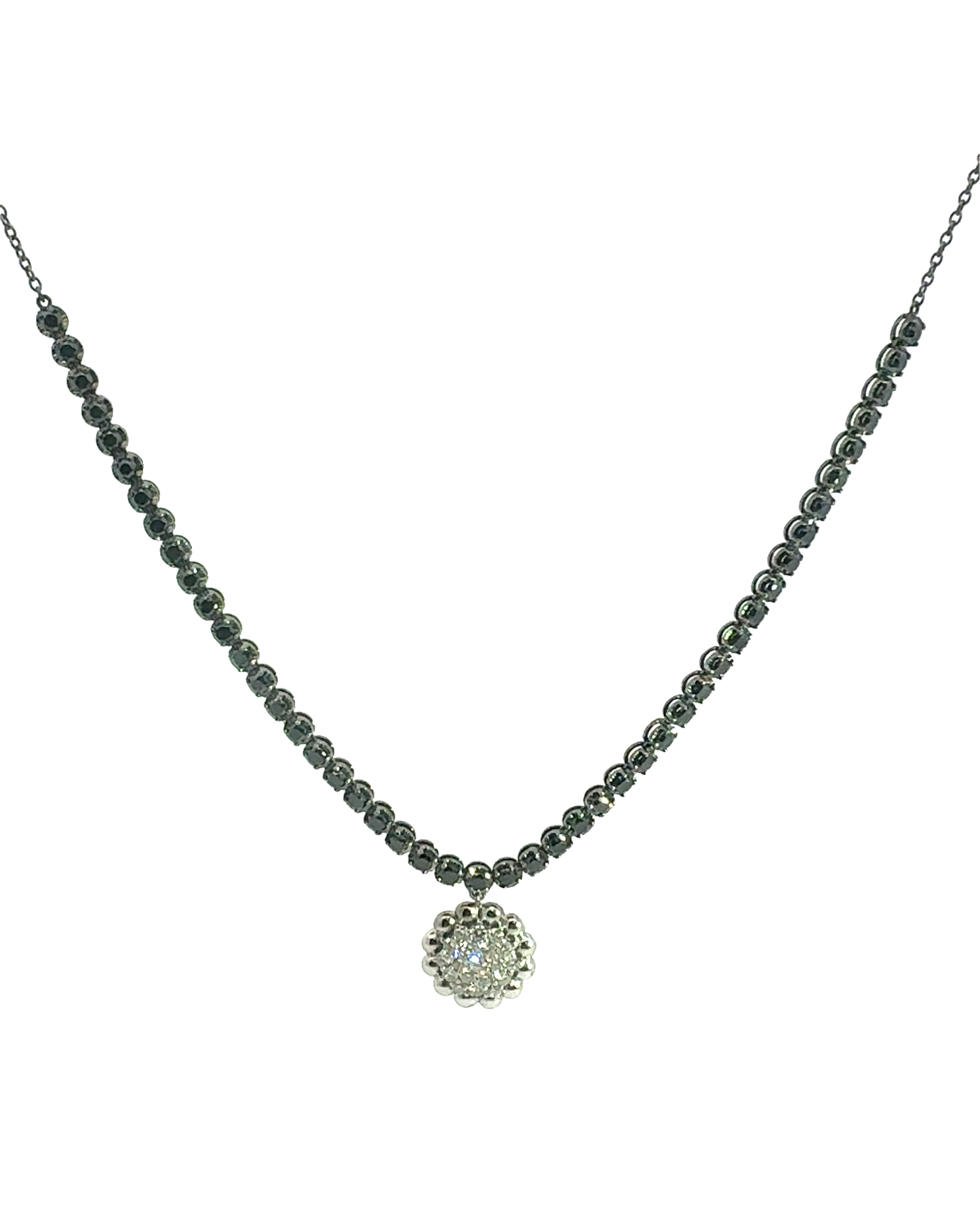 1.10CT Diamond 4.14CT Black Diamond Pendant 18k white Gold