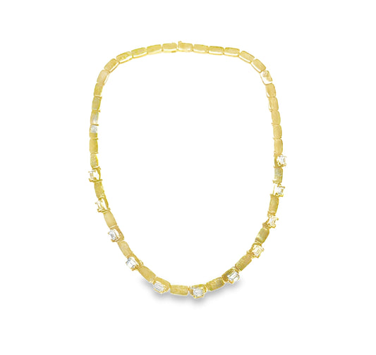 5.66CT Lab Diamond Necklace 14k Yellow Gold