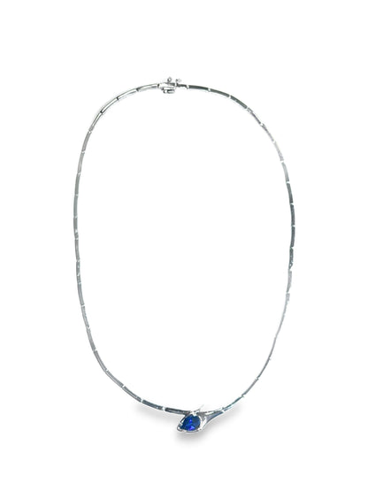 1.71CT Blue Sapphire Lab Certified Stone 14k White Gold