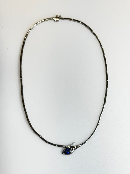 1.71CT Blue Sapphire Lab Certified Stone 14k White Gold
