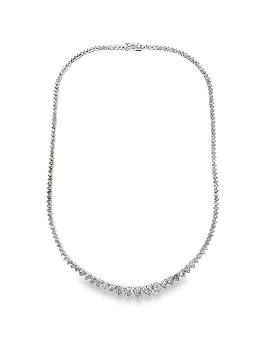 7.25CT Diamond Graduated Tennis Necklace 14K White Gold