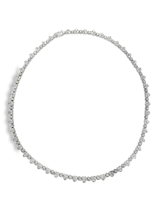 8.02CT Diamond  18k White Gold Heart Necklace