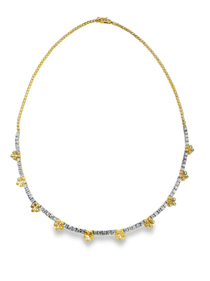2.74Ct Diamond Flower Necklace 14K Yellow Gold