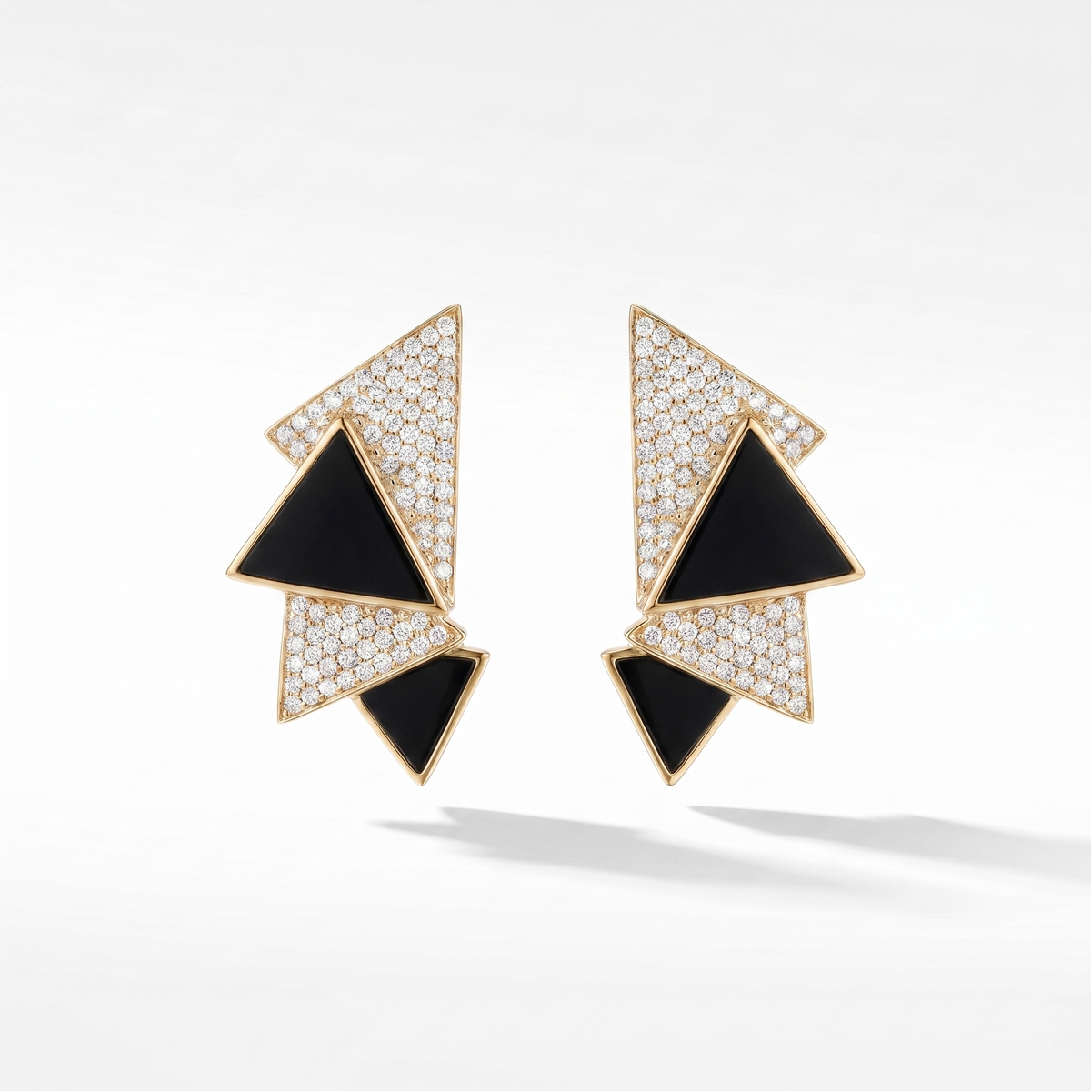 Deco Cascade Diamond & Gemstone Earrings - Black Onyx