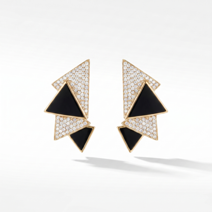 Deco Cascade Diamond & Gemstone Earrings - Black Onyx