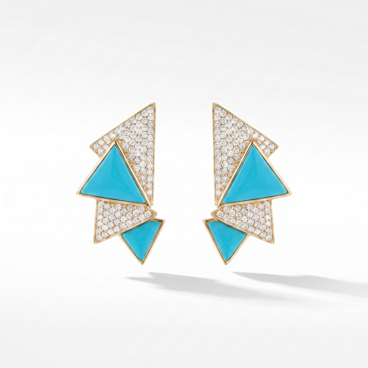 Deco Cascade Diamond & Gemstone Earrings - Turquoise