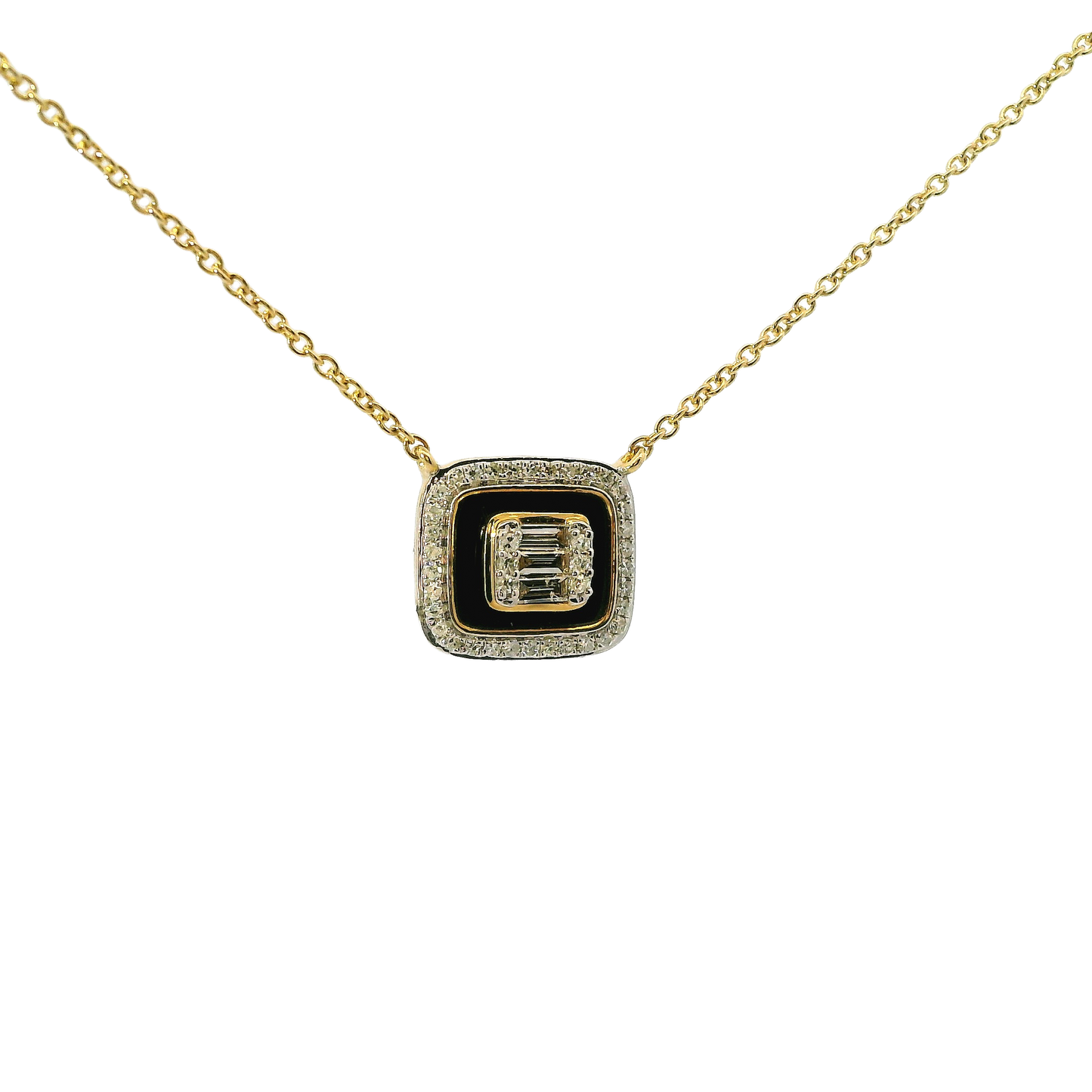 0.14 CT Diamond with Black Onyx Pendant 14k Gold