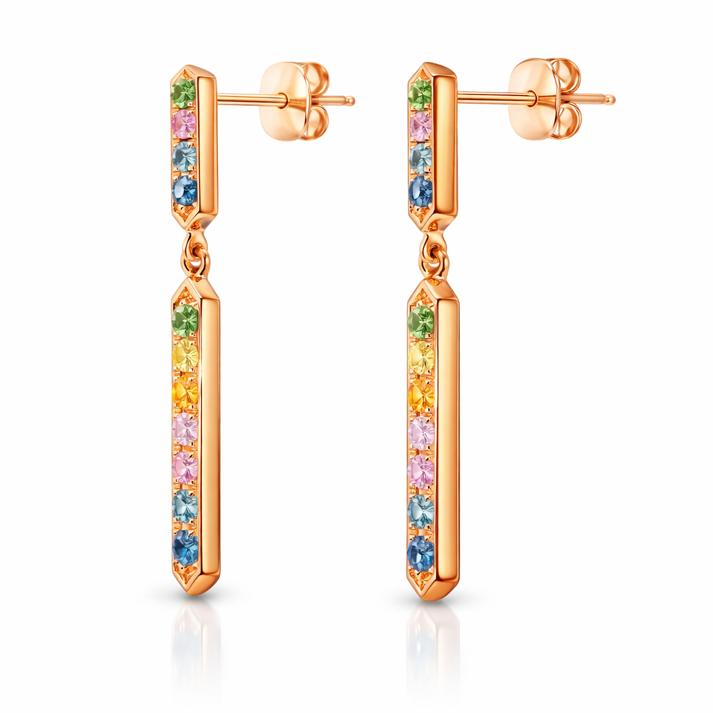 0.35CT Mixed Sapphire 14k Rose Gold Earring