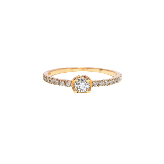 0.30CT Diamond Ring 18k Yellow Gold