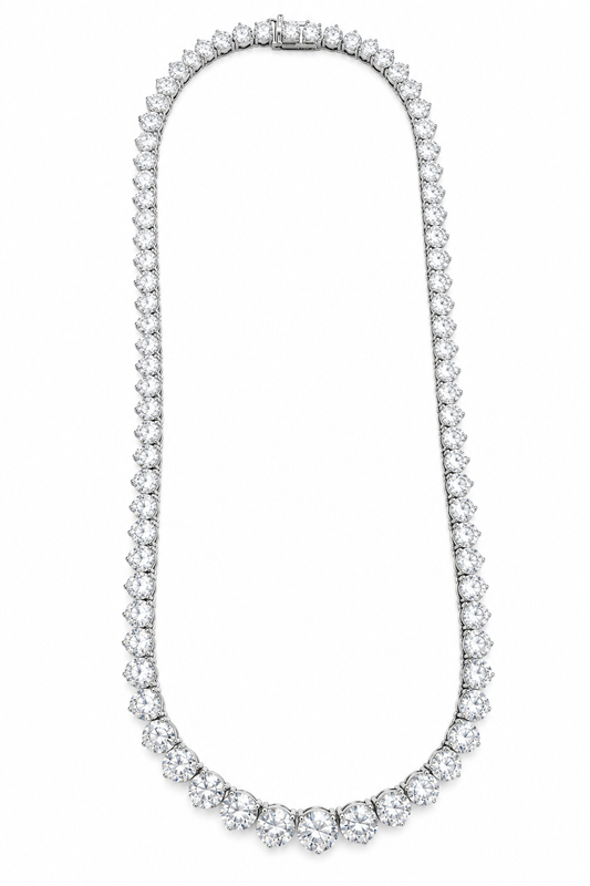 47.66CT Diamond Graduated Tennis Necklace