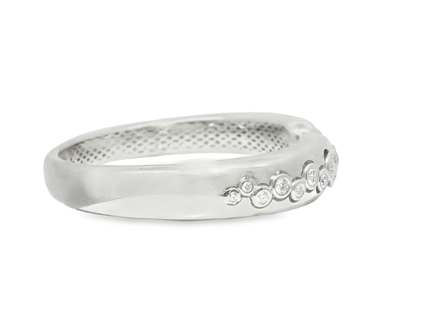 1.59CT Diamond Bezel Bangle 18k White Gold